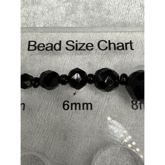 Vintage Glass Necklace Beaded Black Faceted Statement Classic‎ 17" - Picture 7 of 11